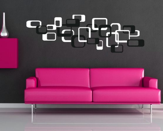 Wandtattoo Retro Cubes Aufkleber 2 frbig - Wohnzimmer Deko