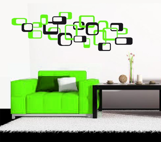 Wandtattoo Retro Cubes Aufkleber 2 frbig - Wohnzimmer Deko