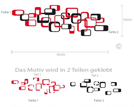 Wandtattoo Retro Cubes Aufkleber 2 frbig - Wohnzimmer Deko