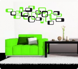 Wandtattoo Retro Cubes Aufkleber 2 frbig - Wohnzimmer Deko